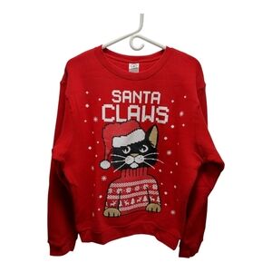 Santa Claws‎ Red Christmas Sweatshirt Size Medium